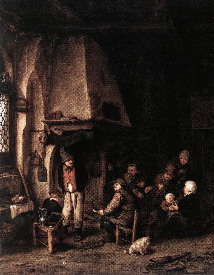 OSTADE, Adriaen Jansz. van Interior of a Farmhouse with Skaters ag